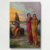 Krishna Confesses Love - River Sunset Scene with Radha By Raja Ravi Varma canvas wall art - Image 7