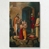 Krishna Frees His Parents - Vasudev and Devaki in Prison Scene By Raja Ravi Varma canvas wall art - Image 7