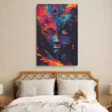 Krishna - Indian God with Peacock Feather and Divine Symbols By Unknown Indian Artist canvas wall art