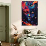 Krishna - Indian God with Peacock Feather and Divine Symbols By Unknown Indian Artist canvas wall art - Image 3