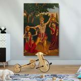 Krishna Spilling Milk - Playful Divine Scene in Indian Mythology canvas wall art - Image 2