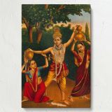 Krishna Spilling Milk - Playful Divine Scene in Indian Mythology canvas wall art - Image 7
