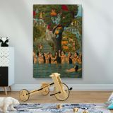 Krishna Stealing Clothes - Sacred Yamuna Scene with Gopis By Unknown Indian Artist canvas wall art - Image 2