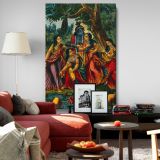 Krishna with Radha - Divine Forest Love Scene By Unknown Indian Artist canvas wall art