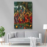 Krishna with Radha - Divine Forest Love Scene By Unknown Indian Artist canvas wall art - Image 5