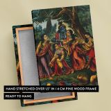Krishna with Radha - Divine Forest Love Scene By Unknown Indian Artist canvas wall art - Image 6
