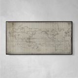 La Perouse Voyages World Map - Antique Engraving — single-panel canvas on a pale wall