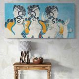 Ladies in Blue Fresco Reproduction by Emile Gillieron — single-panel canvas above a console table