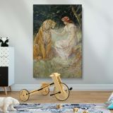 Lady and the Tiger - Romantic Animal Scene By Frederick Stuart Church canvas wall art - Image 2