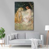Lady and the Tiger - Romantic Animal Scene By Frederick Stuart Church canvas wall art - Image 5