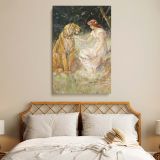 Lady and the Tiger - Romantic Fantasy Animal Scene by Frederick Stuart Church canvas wall art