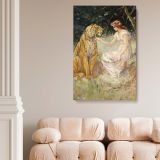 Lady and the Tiger - Romantic Fantasy Animal Scene by Frederick Stuart Church canvas wall art - Image 2