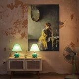 Lady in Yellow by Richard Edward Miller - Candlelit Scene with Mirror canvas wall art - Image 5