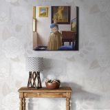 Lady Standing at a Virginal (ca. 1670–1672) famous painting.Johannes VERMEER — room mockup view 1
