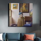 Lady Standing at a Virginal (ca. 1670–1672) famous painting.Johannes VERMEER — room mockup view 3