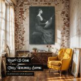 Lady with Lute by Thomas Wilmer Dewing - Monochrome Elegance and Stillness canvas wall art - Image 3