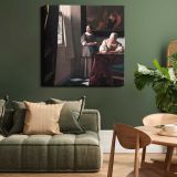 Lady Writing a Letter with her Maid (ca. 1670–1671) famous painting. by Johannes VERMEER — room mockup view 15