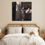 Lady Writing a Letter with her Maid (ca. 1670–1671) famous painting. by Johannes VERMEER — room mockup view 17