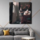Lady Writing a Letter with her Maid (ca. 1670–1671) famous painting. by Johannes VERMEER — room mockup view 21