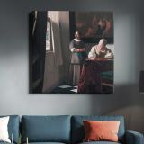 Lady Writing a Letter with her Maid (ca. 1670–1671) famous painting. by Johannes VERMEER — room mockup view 3