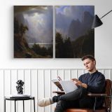 Landscape by Albert Bierstadt - two-panel canvas displayed in a reading room