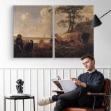 Landscape Near Rhenen by Aelbert Cuyp - two-panel canvas displayed in a reading room