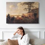 Landscape Near Rhenen by Aelbert Cuyp - single-panel canvas displayed above a sofa