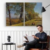 Landscape Rockland County California by Albert Bierstadt - two-panel canvas displayed in a reading room
