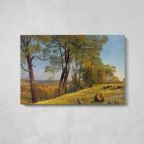 Landscape Rockland County California by Albert Bierstadt - single-panel canvas displayed above a console table