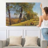 Landscape Rockland County California by Albert Bierstadt - single-panel canvas shown with a person for scale