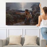 Landscape-wonder-primary-image-huge by Daniel Gerhartz - single-panel canvas shown with a person for scale