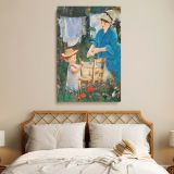 Laundry Le Linge - Woman and Child Outdoors by Edouard Manet canvas wall art