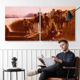 Le Bac - The Ferry by Adrien Moreau — two-panel canvas arrangement in a room