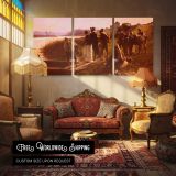 Le Bac - The Ferry by Adrien Moreau — multi-panel canvas in a warmly lit lounge