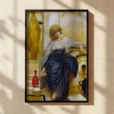 Lieder Ohne Worte by Frederic Leighton - Draped Skirt with Muted Gold Background canvas wall art - Image 2