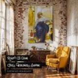 Lieder Ohne Worte by Frederic Leighton - Draped Skirt with Muted Gold Background canvas wall art - Image 3