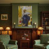 Lieder Ohne Worte by Frederic Leighton - Draped Skirt with Muted Gold Background canvas wall art - Image 4