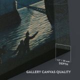 Lighthouse of Genoa - Nighttime Moonlit Harbor View By H. Merke After Serres canvas wall art - Image 3