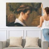 Lilla Cabot Perry - single-panel canvas shown with a person for scale