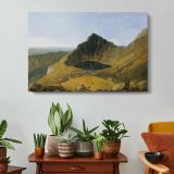 Llyn-y-cau, Cader Idris by Richard Wilson - single-panel canvas displayed above a console table