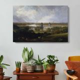 London from Greenwich Park Exhibited by Joseph Mallord William Turner - single-panel canvas displayed above a console table