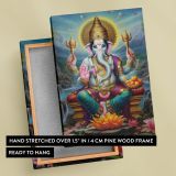 Lord Ganesha - Golden Throne with Sweets in Sacred Backdrop By Unknown Indian Artist canvas wall art - Image 6