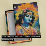 Lord Krishna - Celestial Portrait with Jewelry and Halo canvas wall art - Image 6