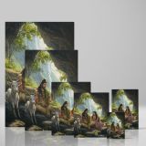 Lord Shiva and Parvati - Divine Mountain Scene with Cow By Unknown Indian Artist canvas wall art - Image 4