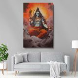 Lord Shiva Meditating - Mountain Scene with Trident and Glow canvas wall art - Image 5