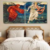 Love Leading the Pilgrim by John Henry Dearle — single-panel canvas in a bedroom