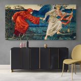 Love Leading the Pilgrim by John Henry Dearle — single-panel canvas above a sideboard