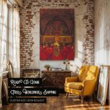Lucretia Borgia at the Vatican by Frank Cadogan Cowper - Crimson Gown and Gold Light canvas wall art - Image 3