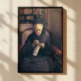 Madame Martial Caillebotte by Gustave Caillebotte - Black Dress and Needlework canvas wall art - Image 2