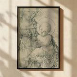 Madonna and Child - Albrecht DUrer Fine Line Religious Engraving canvas wall art - Image 2